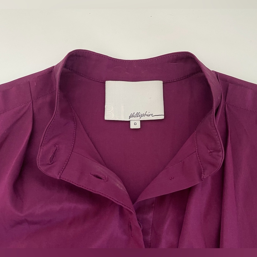 3.1 Philip Lim Silk Blend Blouse Raspberry Purple colour Covered Buttons Size 0 - Picture 7 of 12